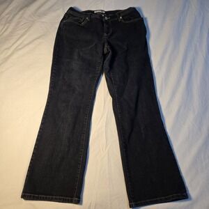 Chico's Platinum Jeans Dark Pockets Bootcut Leg Sz 10‎ Short 30" Waist (Tag 1.5)